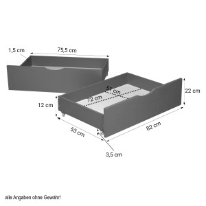 Homestyle4u Bettkasten 2er Set grau, 82x22x53 cm, ausziehbar mit Rollen. Stauraum für Betten.