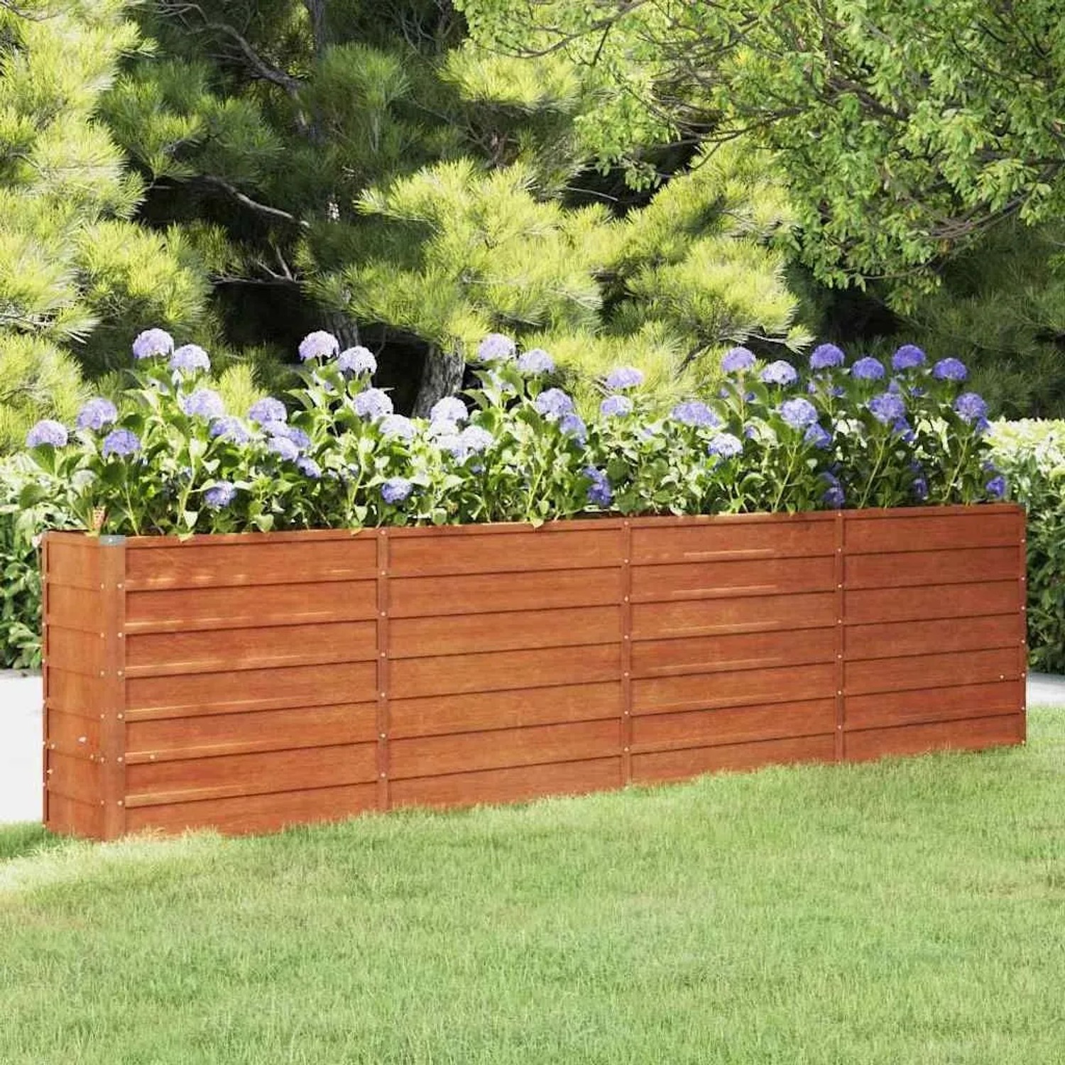 DELUKE Hochbeet Aus Cortenstahl ISAK Unten Offen Hochbeet Metall Pflanzenbeet Gartenbeet Metall Blumenbeet Gemüsebeet 320x40x77cm_2