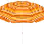 Schneider Balkonschirm Ø 180 cm, gestreift in Orange- und Brauntönen.