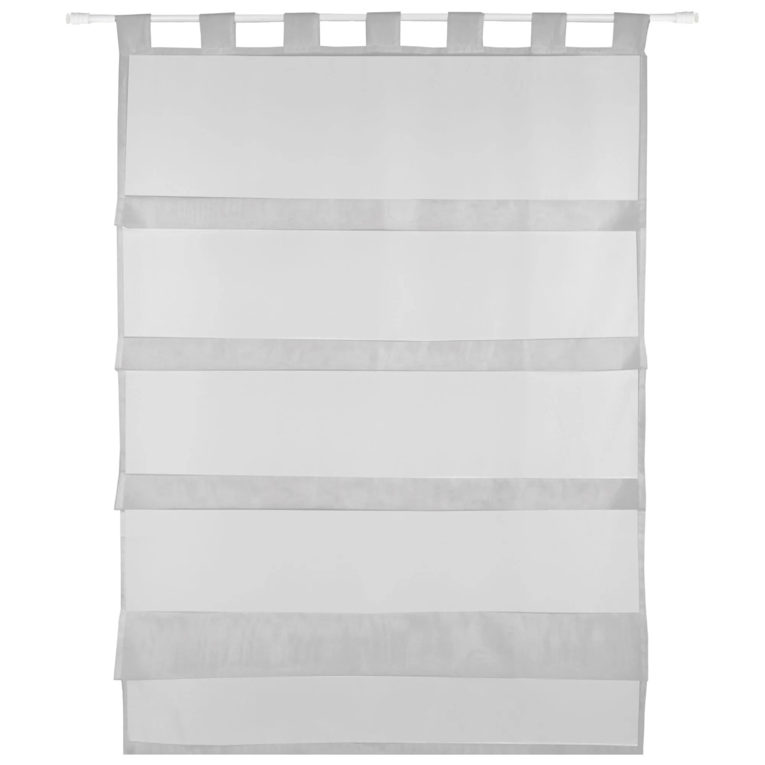 Graue Bestlivings Sky Gardine mit Raffoptik und Schlaufen, 80x110 cm, für Fenstervorhänge.