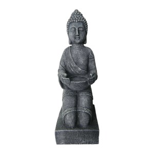 Relaxdays Buddha Figur Polyresin Grau Wetterfest Frostsicher 43 cm x 16 cm x 15 cm