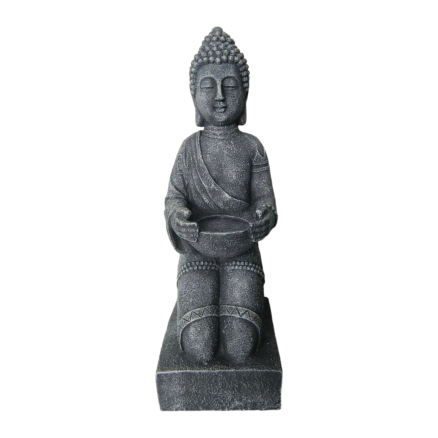 Relaxdays Buddha Figur Polyresin Grau Wetterfest Frostsicher 43 cm x 16 cm x 15 cm