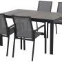 Siena Garden Dining-Set Velia, 5-teilig: 4 Sessel, 1 Tisch, anthrazit/grau, für Garten und Terrasse.