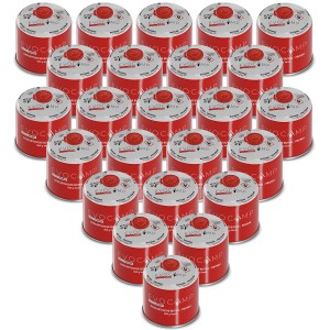 24er-Pack Evocamp Gaskartuschen mit Butan/Propan (je 500g) für Campingkocher und Gasgrills.