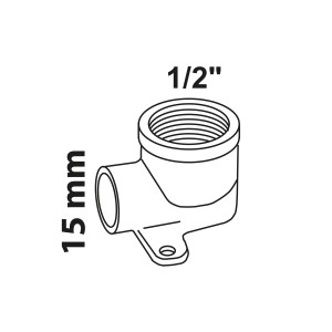 Kirchhoff Wandscheibe, 15 mm x 1/2 Zoll IG, blanke Rotguss-Muffe für Lötfittings.