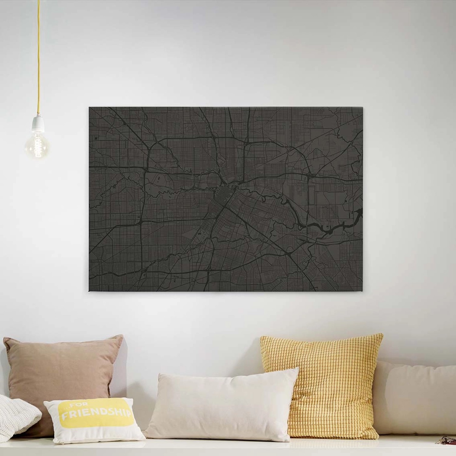 Bricoflor Anthrazit Bild Mit Stadtplan Leinwand Bild Mit Stadtkarte In Schw günstig online kaufen