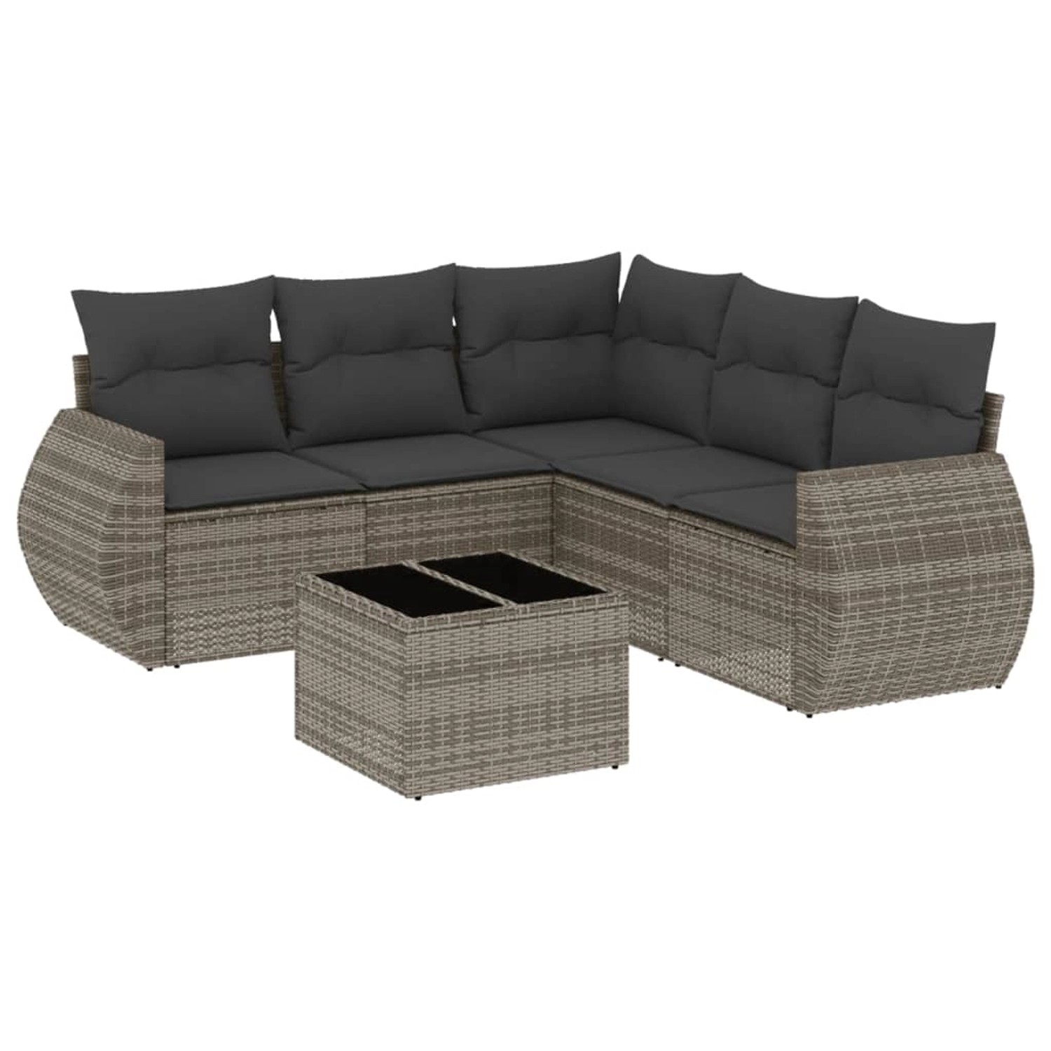 vidaXL 6-Tlg Garten-Sofagarnitur mit Kissen Grau Poly Rattan 3221359 günstig online kaufen