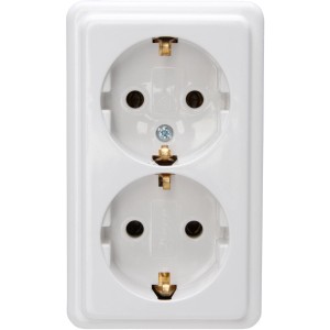 Kopp 2-fach Aufputz-Steckdose in Arktisweiß für den Innenbereich.