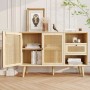 Merax Sideboard 120x40x80 cm Eiche Rattan 1 Schublade 2 Türen Verstellbare Ablagen_3