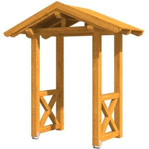 Skan Holz Vordach Siegen 4, Eiche hell lasiert, 247x116cm, aus Konstruktionsvollholz (KVH).