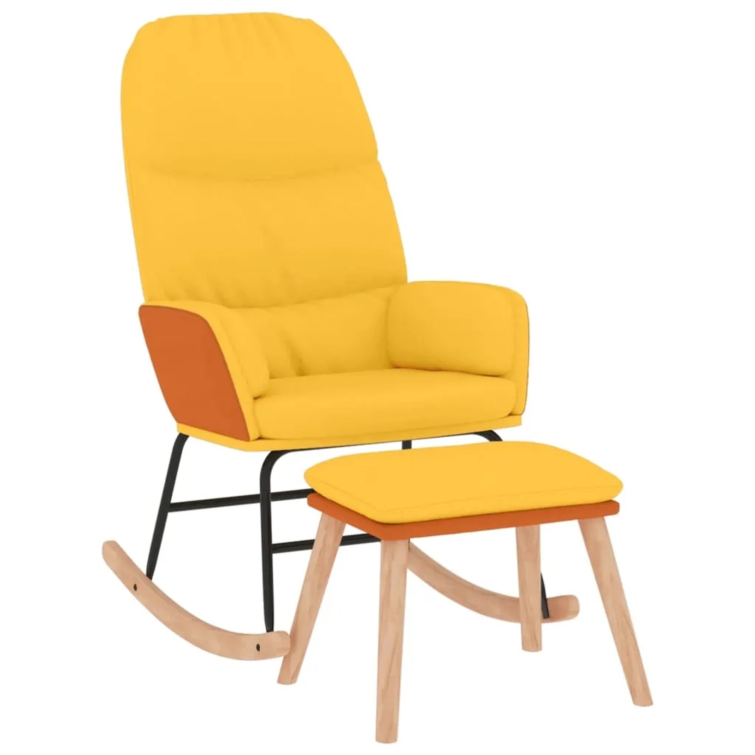 vidaXL Schaukelsessel mit Hocker Senfgelb Stoff Modell 3