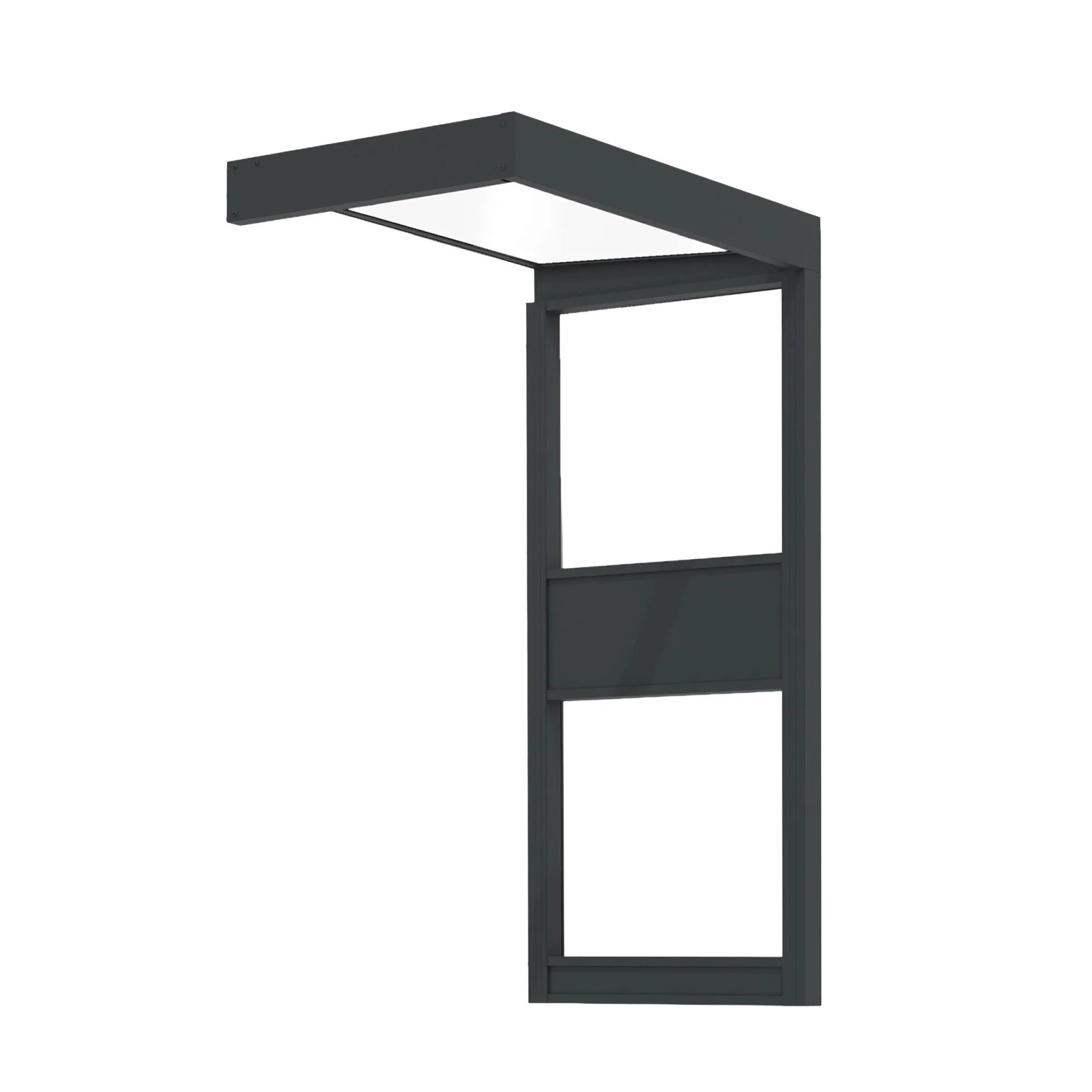Palram Vordach Sophia 1600 mit Seitenwand Opal Alu 95 cm x 160 cm Anthrazit