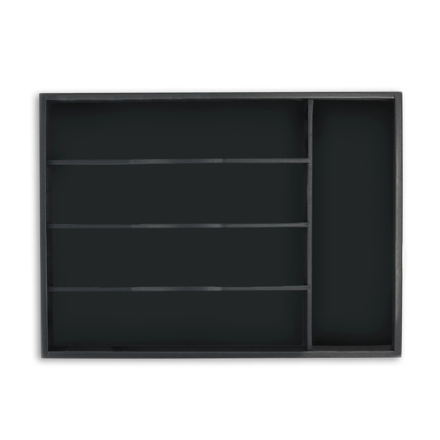 Relaxdays Besteckkasten Bambus Schwarz 5 Fächer 4,5 cm x 25 cm x 34 cm
