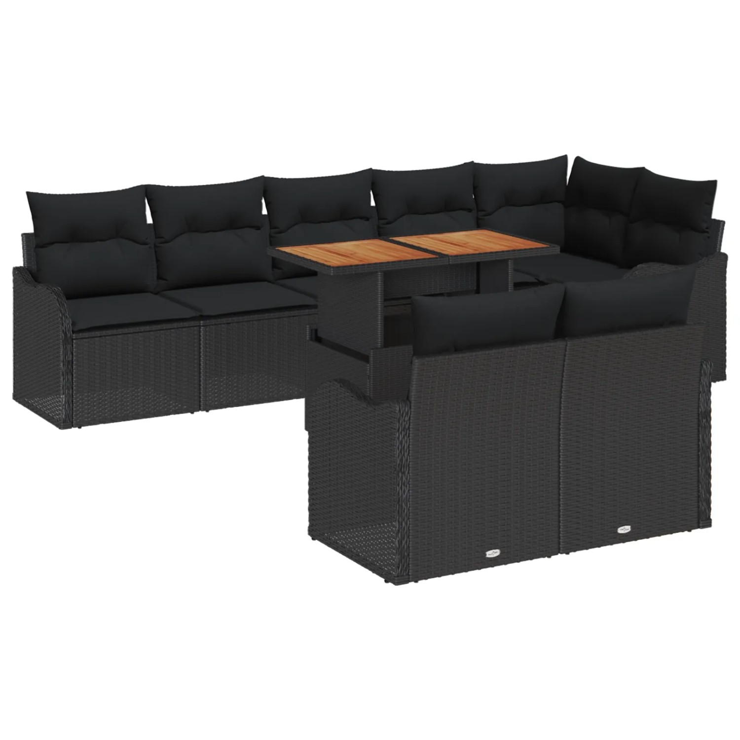 vidaXL Garten-Sofa-Set mit Speicher 9-Tlg Schwarz Poly Rattan 3358214 günstig online kaufen