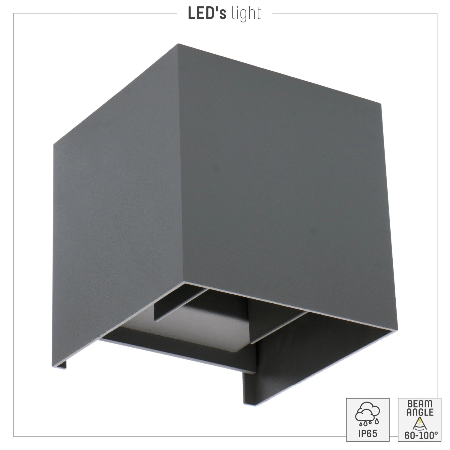 Moderne, anthrazitfarbene LED Außenwandleuchte, eckig, für stimmungsvolle Beleuchtung im Außenbereich.