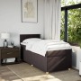 vidaXL Boxspringbett, dunkelbraun, 90x190 cm, Stoffbett mit Matratze und Nachttisch im Schlafzimmer.