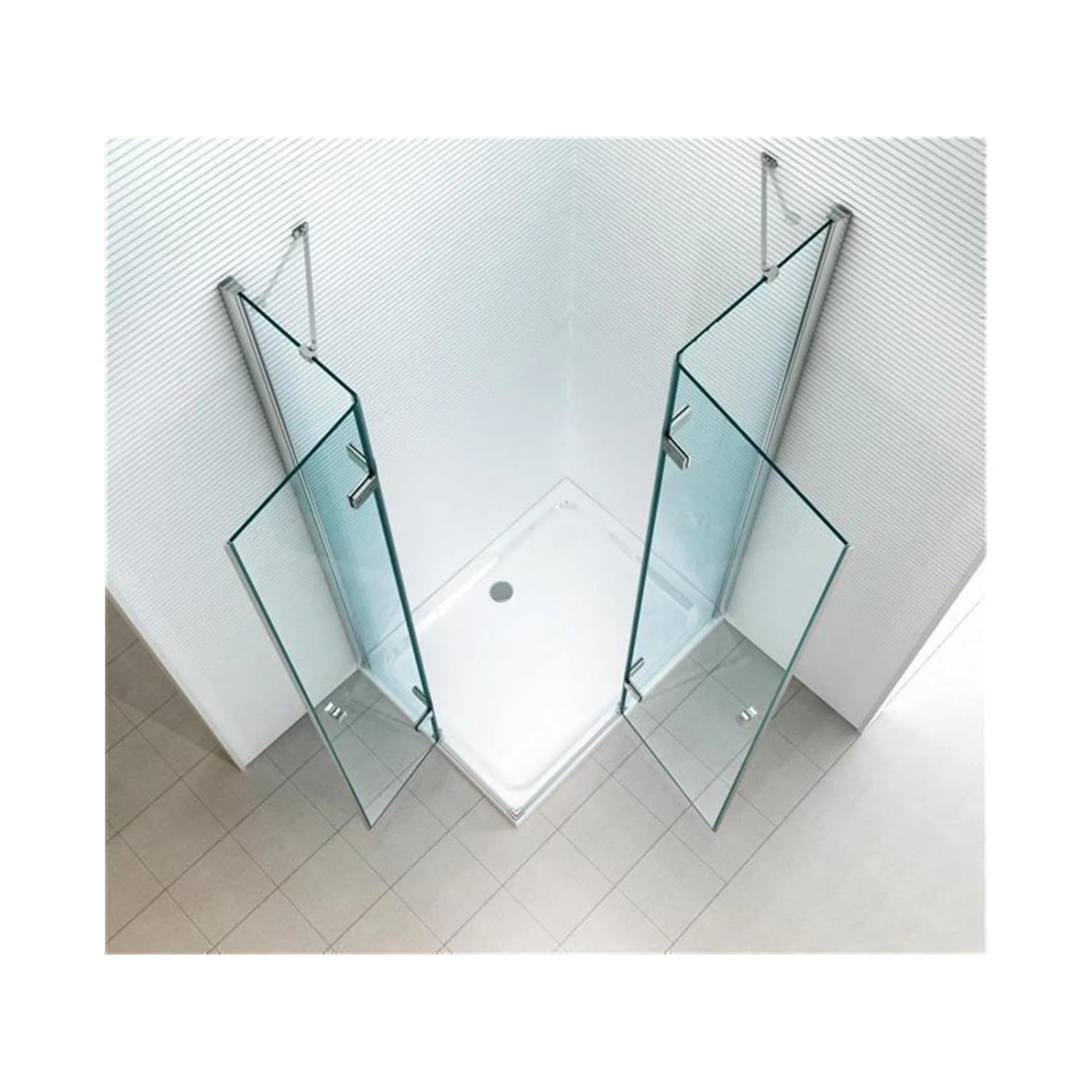 Glas Duschkabine 80x80 cm, Eckeinstieg mit Klarglas-Drehtüren und Chrom-Beschlägen.