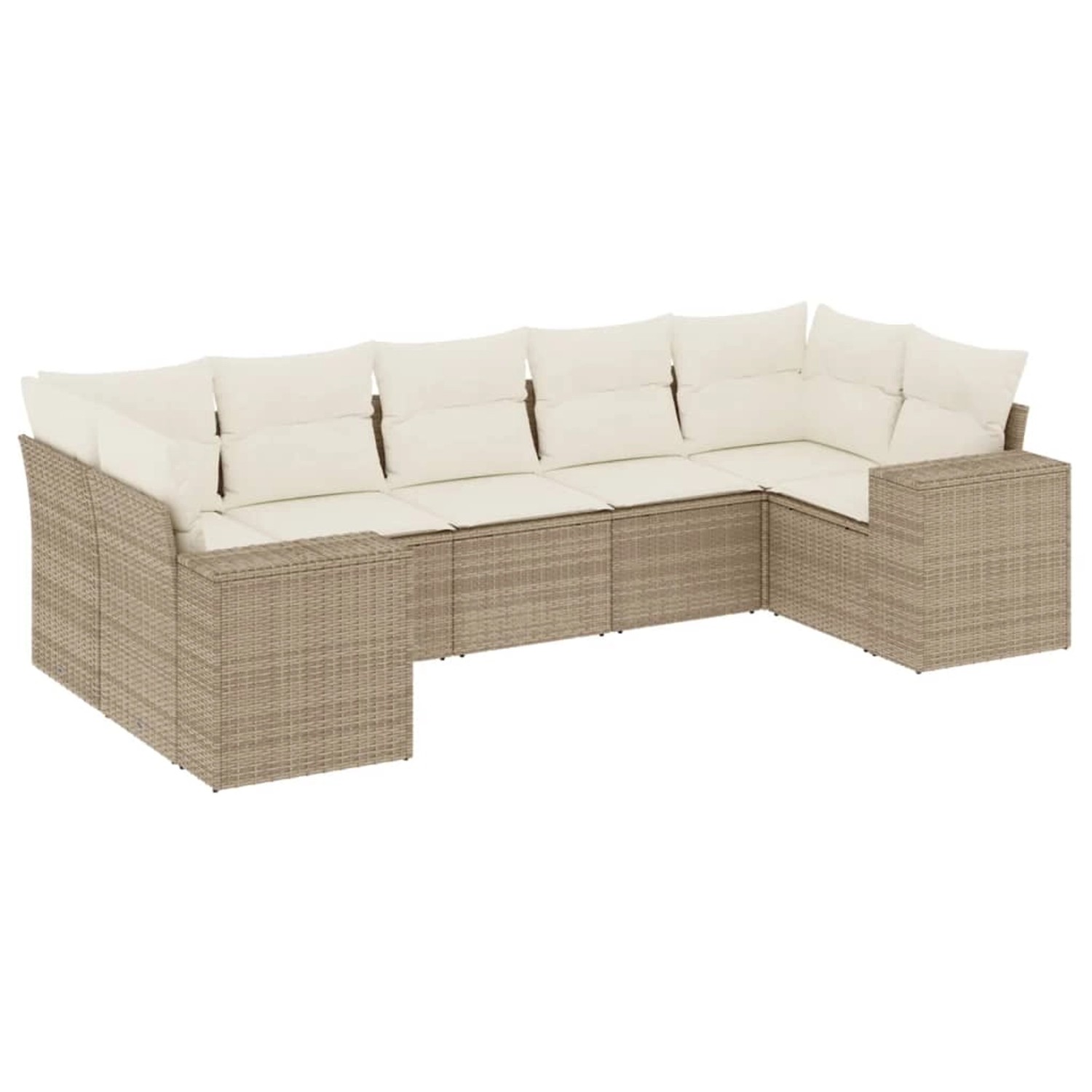 vidaXL 7-Tlg Garten-Sofagarnitur mit Kissen Beige Poly Rattan 3255325