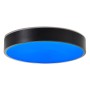 Smarte LED-Deckenleuchte Vadin in Schwarz/Weiß mit blauer Beleuchtung, Durchmesser 33 cm.