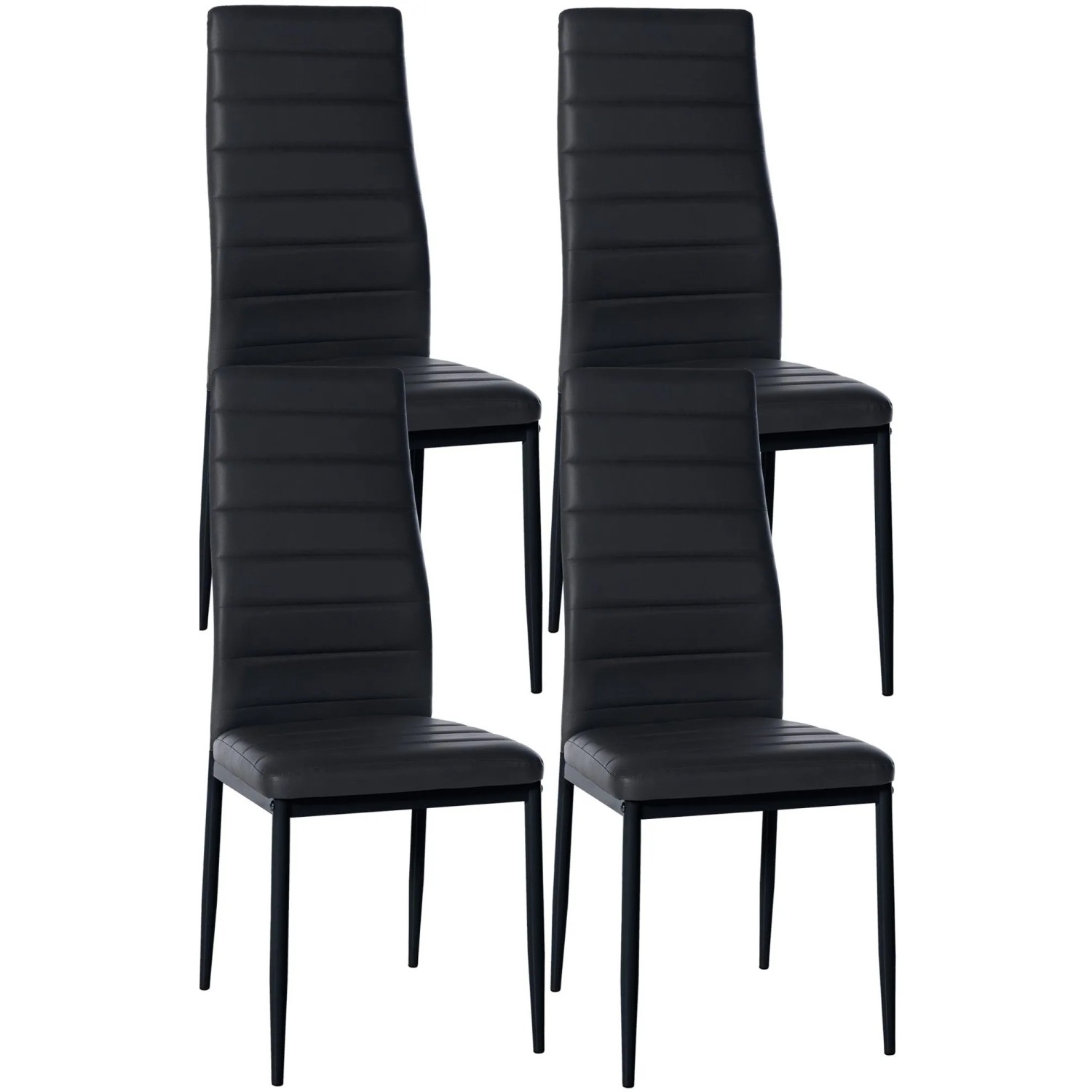 CLP 4er Set Esszimmerstühle Mayfair schwarz/Kunstleder