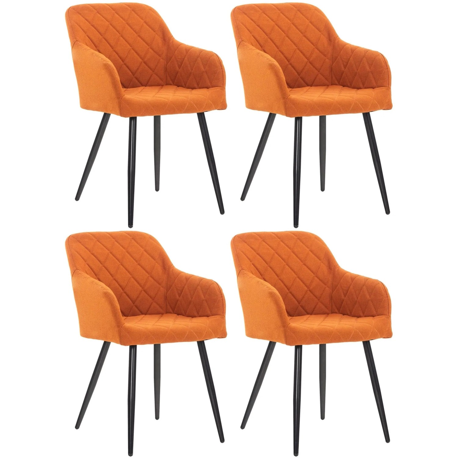 CLP 4er Set Esszimmerstuhl Shila orange/Stoff