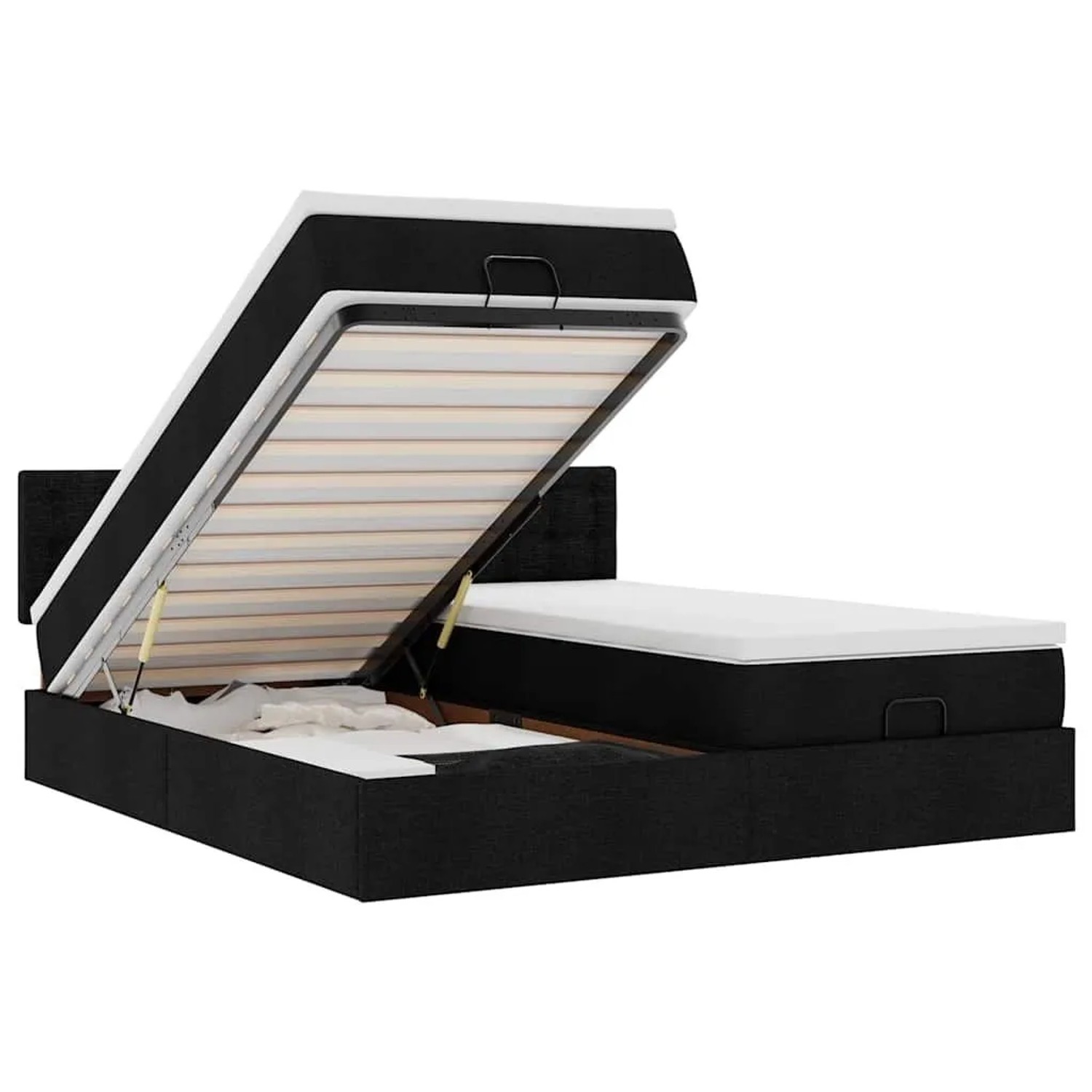 vidaXL Ottoman-Bett mit Matratzen & LEDs Schwarz 180x200 cm Stoff 3312887