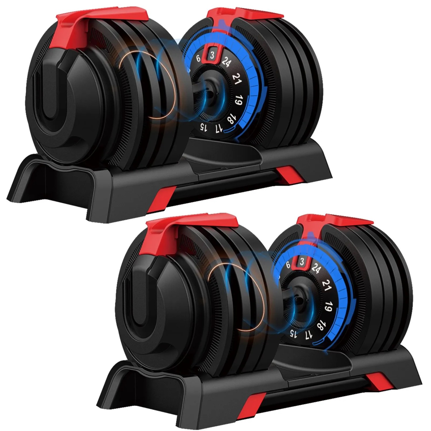 DH FitLife 2er Set Verstellbare Kurzhanteln 24 kg für Krafttraining Zuhause mit 12 Gewichtsstufen