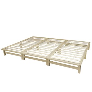 Homestyle4u Familienbett XXL 270x200 cm, braunes Holzbett mit Lattenrost, Palettenbett Design.