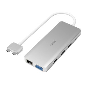 Hama USB-C Hub Connect2Mac Multiport mit 12 Ports für MacBook Air & Pro, silberfarben.