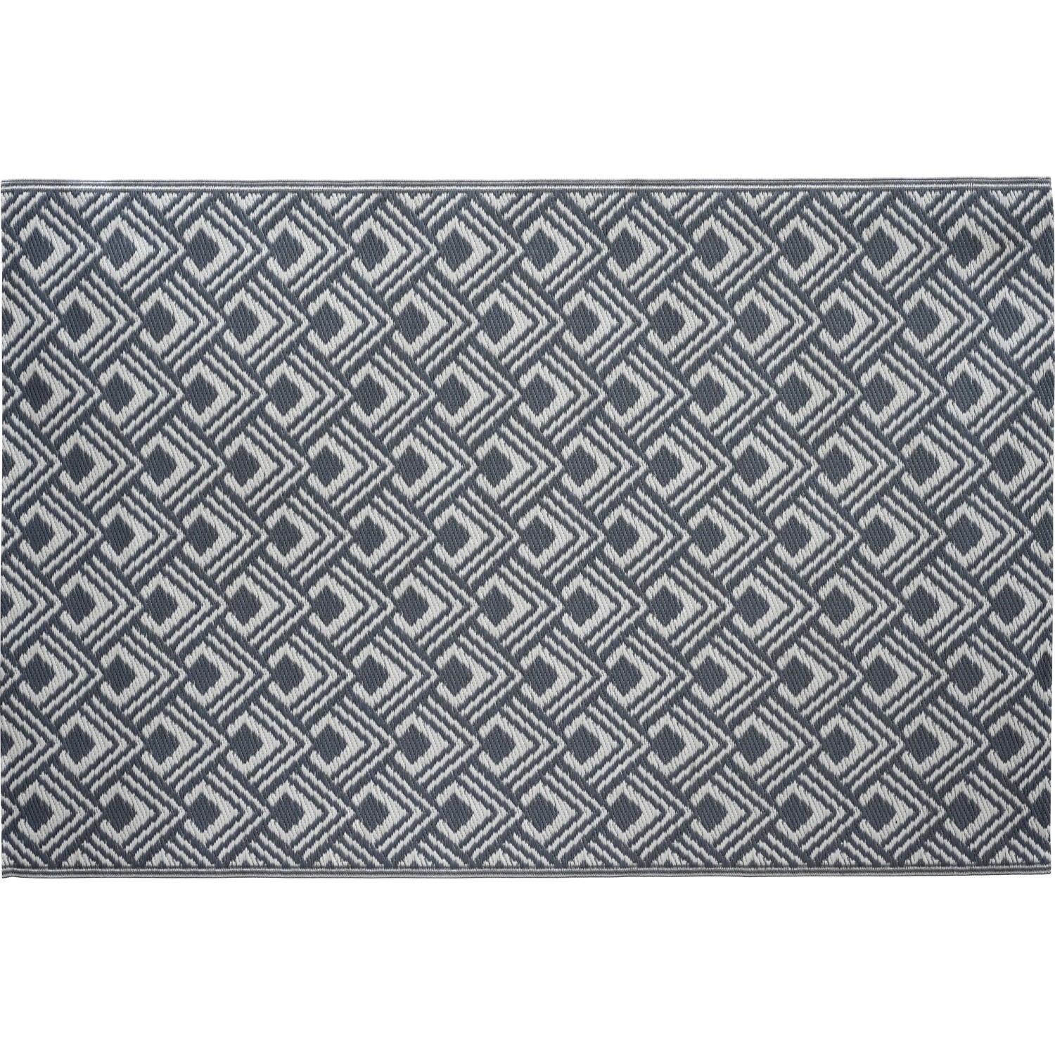 Outdoor-Teppich Polypropylen 180 x 120 cm Anthrazit-Grau Rautenmuster