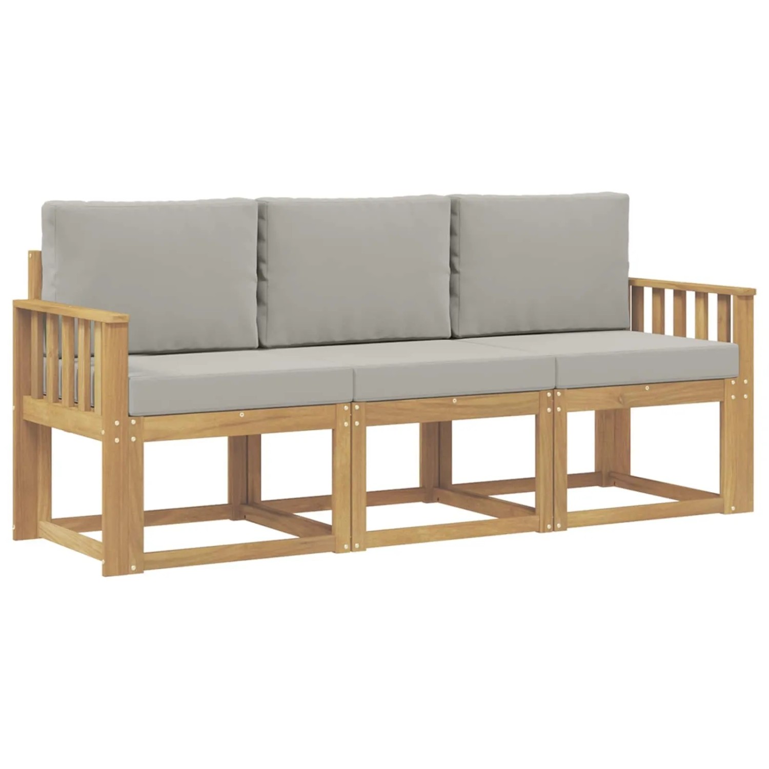 vidaXL Outdoor-Sofagarnitur 3-Tlg Weiß und Hellgrau 189,5 x 63 x 73 cm 3387170