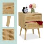 Relaxdays Nachttisch Faserplatte Kiefernholz Aluminium Natur Mit 2 Schubladen 55 cm x 40 cm x 41,5 cm 8,9 kg_5