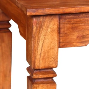 Detailansicht: Brauner vidaXL Couchtisch aus Massivholz mit markanter Maserung und stabilen Beinen.
