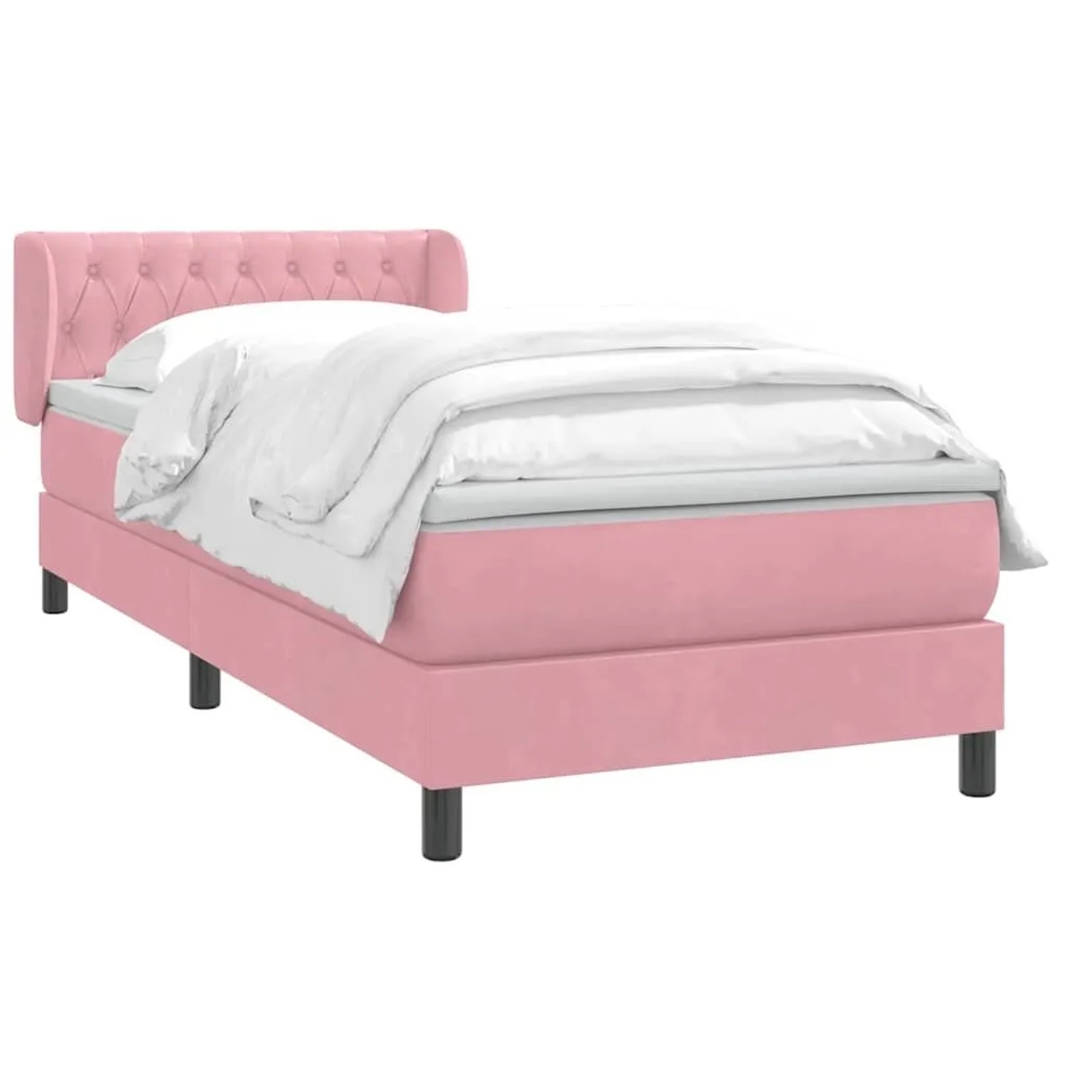 vidaXL Boxspringbett mit Matratze Rosa 90x210 cm Samt 3317768