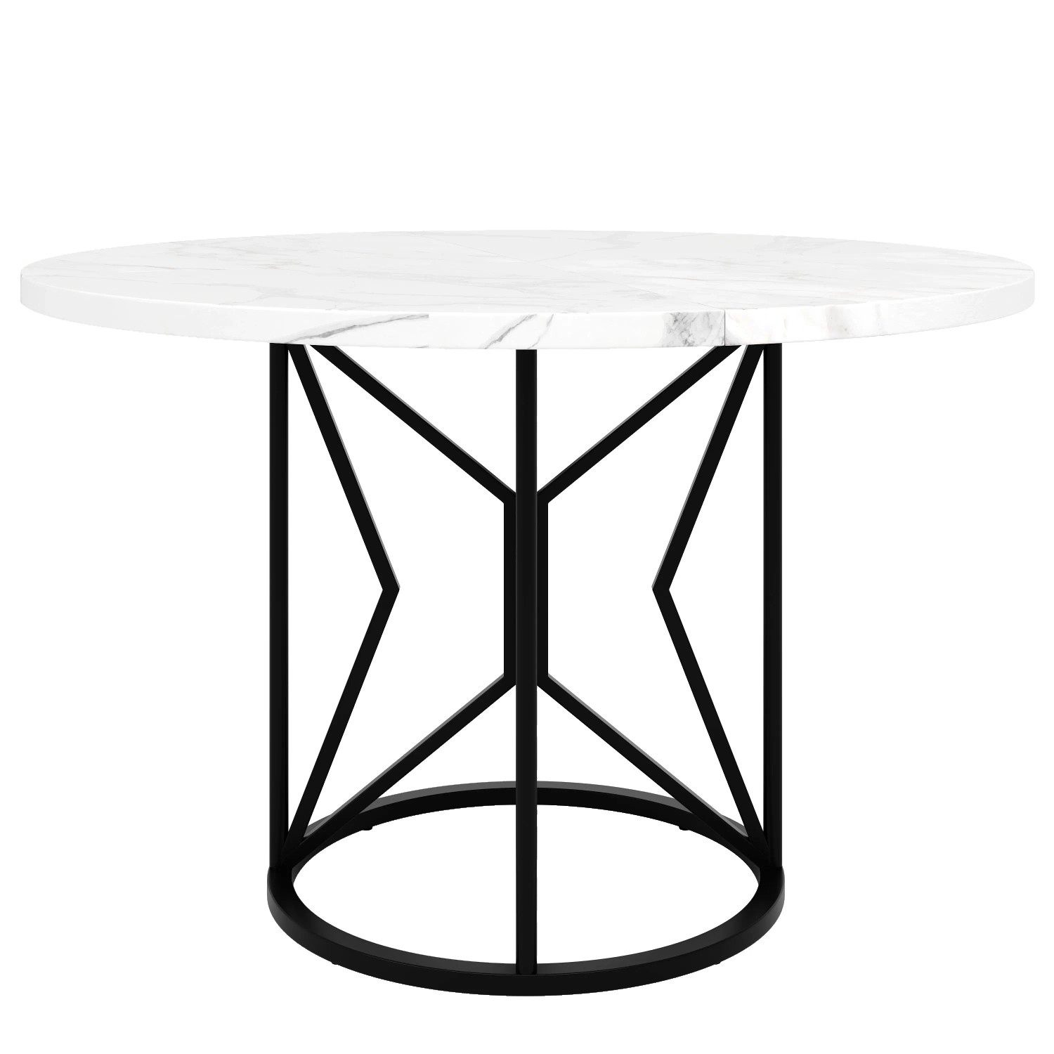 Merax Runder Esstisch 100x100x76cm  Metallgestell Schwarz  4-6 Personen