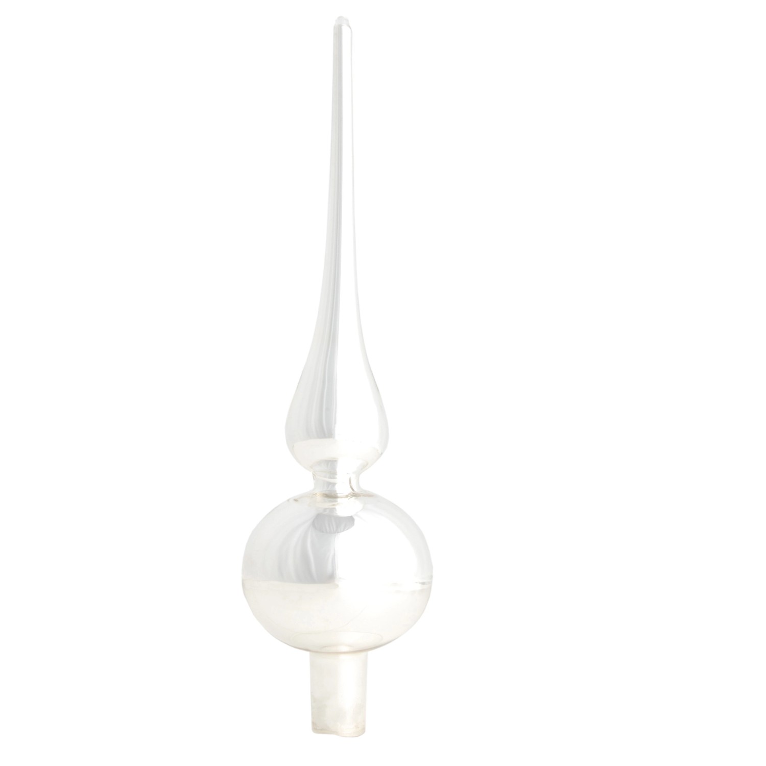 Krebs Glas Lauscha Baumspitze Uni-Design Glanz Silberfarbig 23cm