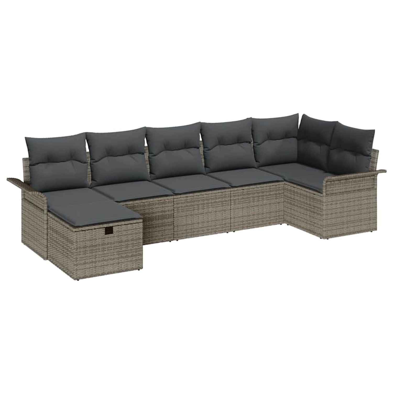 vidaXL Garten-Sofa-Set mit Kissen mit Speicher 7-Tlg Grau Poly Rattan 33602 günstig online kaufen