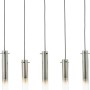 Moderne 5-flammige Pendelleuchte Glasini in Schwarz Matt mit zylindrischen Glasschirmen.