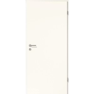 Weiße, glatte Zimmertür Brillant Smart (86x198,5 cm) mit Türgriff links.