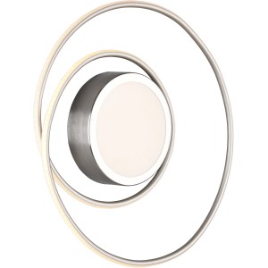 Moderne LED-Deckenleuchte Yava, 56W, Nickel matt, mit geschwungenem Design für Wohn- und Schlafzimmer.