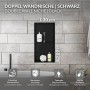 Schwarze LuxeBath Wandnische Doppel aus Edelstahl, 30x60x10cm, mit zwei Ablageflächen für Duschzubehör.