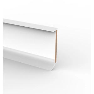 Weiße CV-Einklebeleiste, 15x60x2550 mm, für Bodenbeläge bis 4,5 mm Stärke.