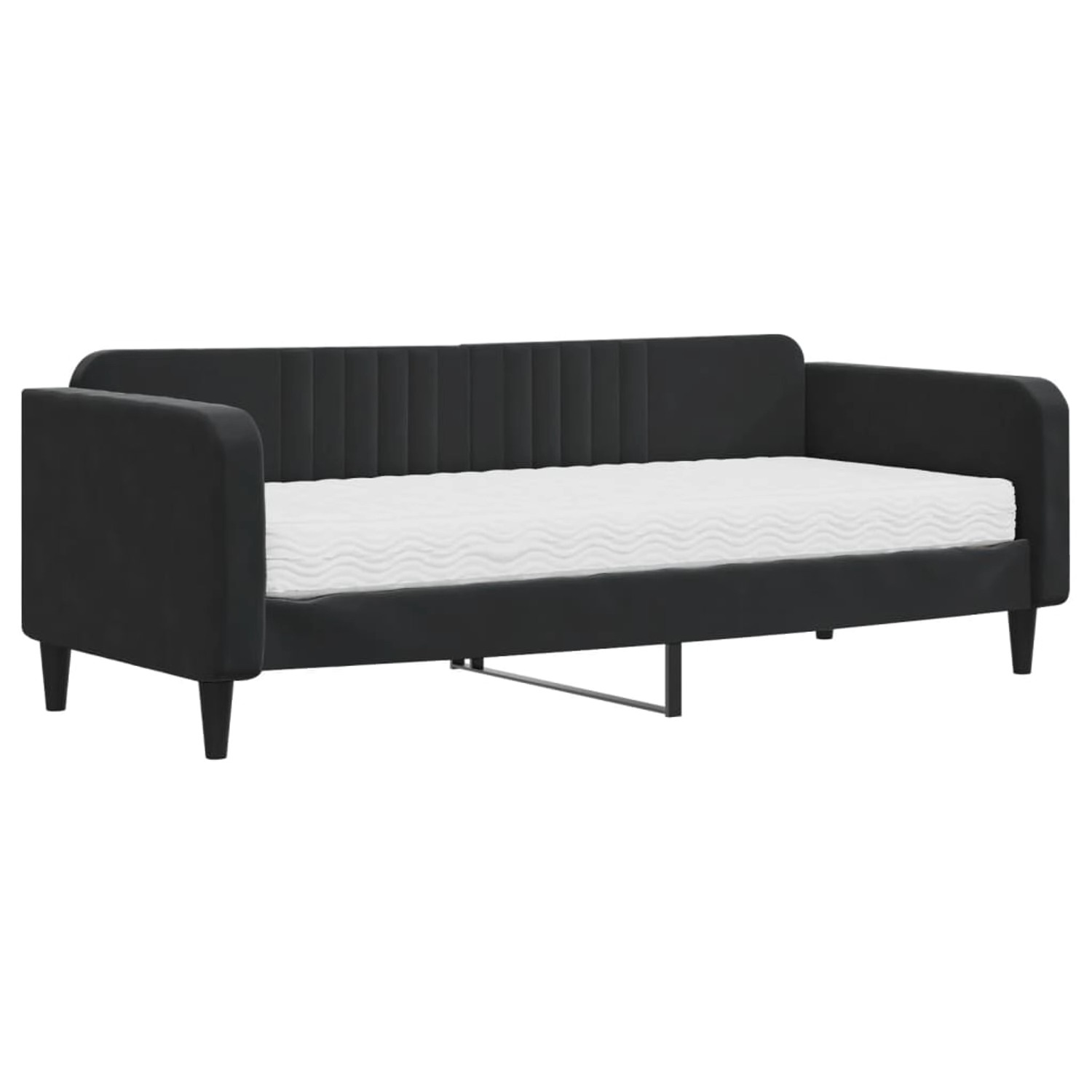 vidaXL Tagesbett mit Matratze Schwarz 90x200 cm Samt1846815