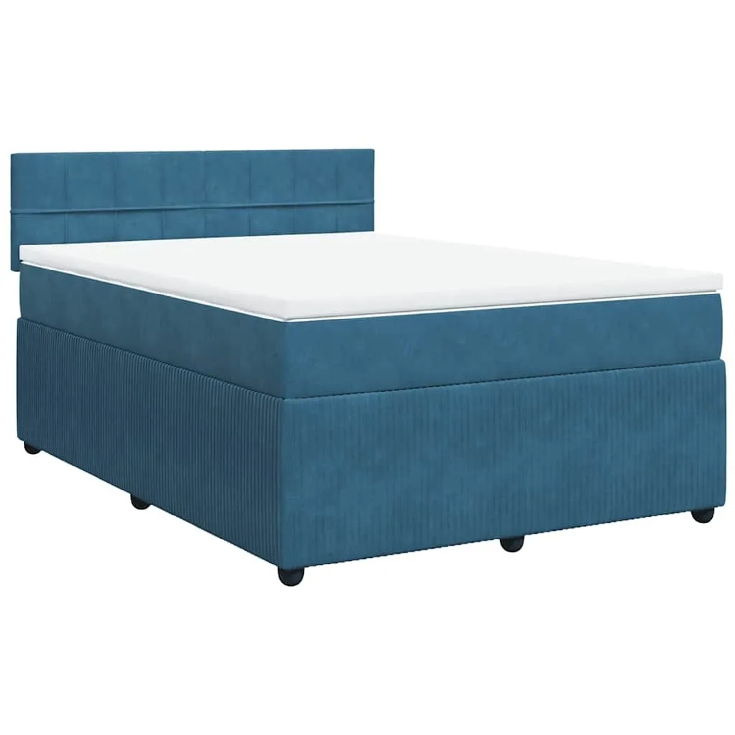 vidaXL Boxspringbett mit Matratze Blau 140x200 cm Samt 3287762 günstig online kaufen