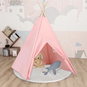 vidaXL Kinder Tipi-Zelt mit Tasche Pfirsichhaut Rosa 120x120x150 cm 80270