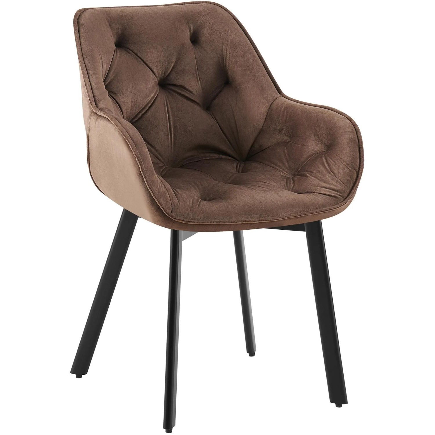 DELUKE Esszimmerstuhl VOVER Samt Braun 57x62x84cm Essstühle Esszimmerstühle Küchenstühle Wohnzimmerstühle