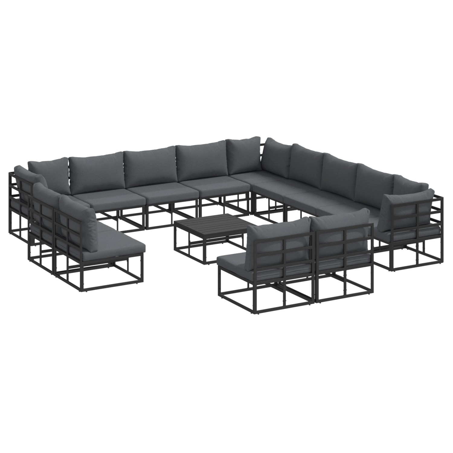 vidaXL Garten-Sofa-Set mit Kissen 14-Tlg Schwarz Aluminium 3378931 günstig online kaufen