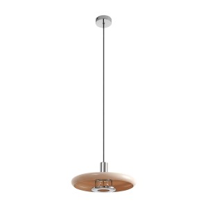 Cremefarbene Lindby Pendelleuchte Branford im Retro Vintage Design aus Metall für Wohnzimmer.