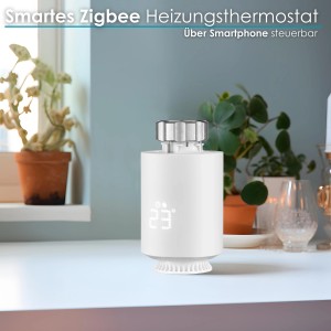Echos Eco-4160 Zigbee Heizkörperthermostat mit Display, steuerbar per App.