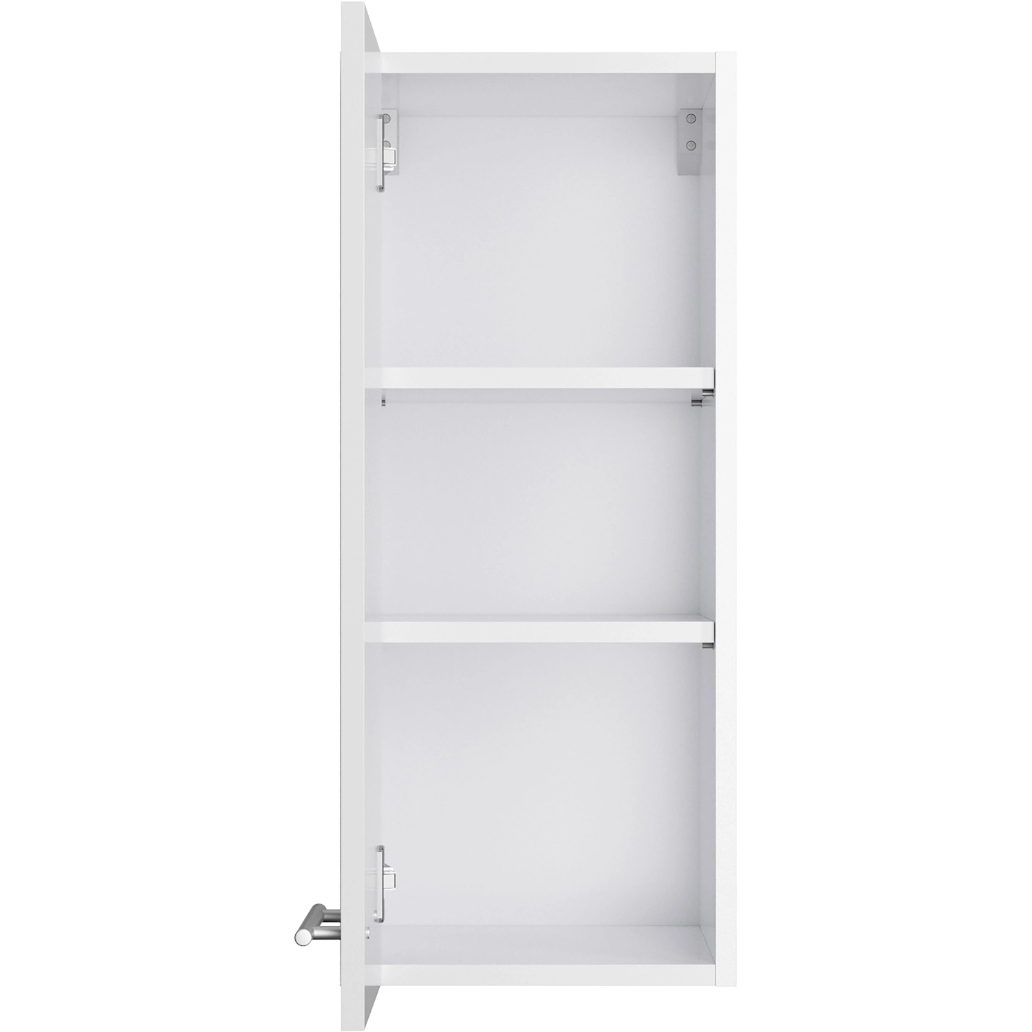 Offener, weißer Optifit Oberschrank Rurik986 mit zwei Einlegeböden. Küchen-Hängeschrank.